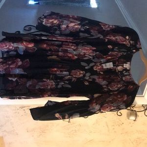 Black floral top ; size medium